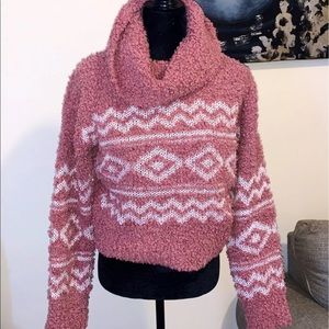 Cute pink Hippie Rose Sweater -M